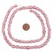 The Bead Chest Rose Pink Oval White Heart Beads 9x7mm Glass 24 Inch Strand